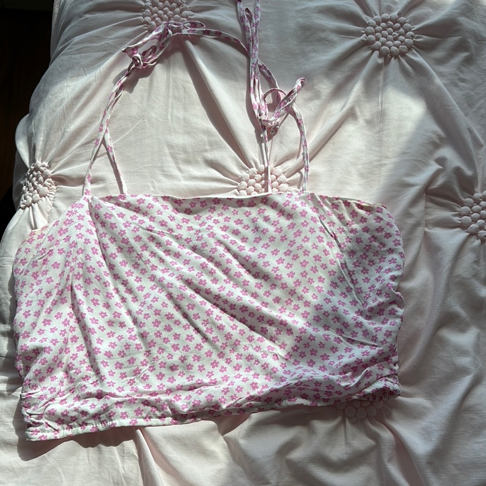 Pink Floral Crop Top